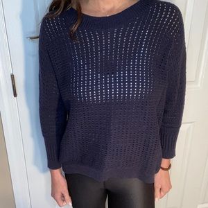 SI-IAE navy open knit sweater
